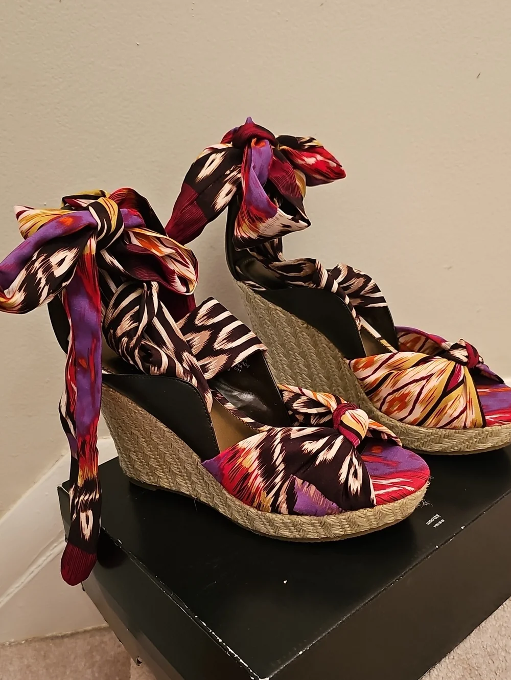 a.n.a Multicolor Ikat Espadrille Wedge Sandals